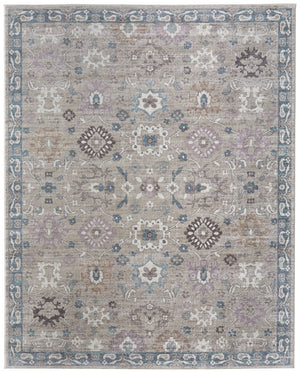 Homeroots 5' X 8' Floral Distressed Area Rug - Durable, Stain Resistant Design Perfect For Homes With Kids & Pets Gray,Blue,Taupe Polypropylene Blend 617338