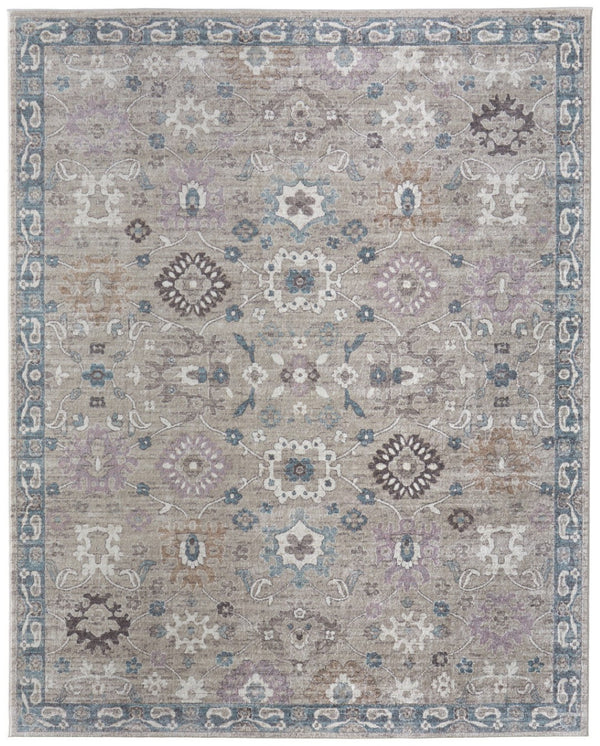Homeroots 5' X 8' Floral Distressed Area Rug - Durable, Stain Resistant Design Perfect For Homes With Kids & Pets Gray,Blue,Taupe Polypropylene Blend 617338