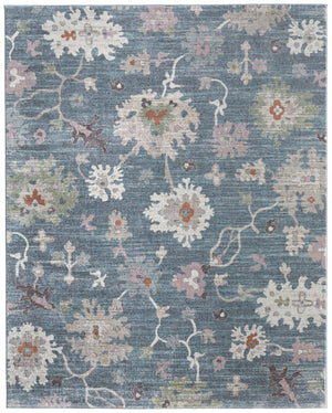 HomeRoots 5' Abstract Distressed Area Rug in Blue, Ivory & Pink – Modern Bohemian Design for Any Room 10' X 13' 617340