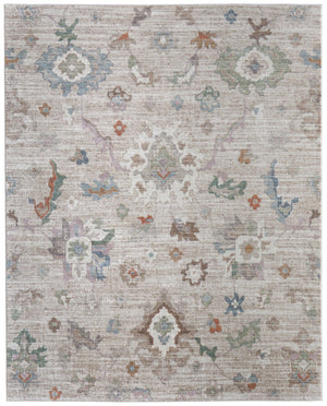 HomeRoots 5' Abstract Distressed Area Rug in Tan, Brown & Blue - Bohemian Style for Modern Living Spaces 10' X 13' 617341