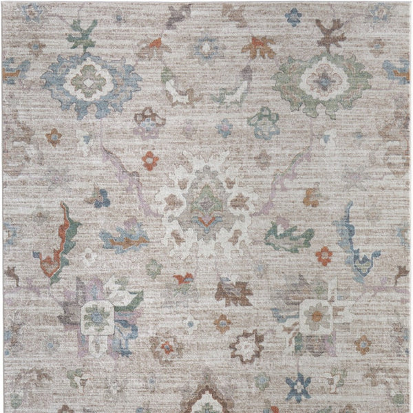 Homeroots 5' Abstract Distressed Area Rug - Durable, Stain Resistant, Perfect For Kids & Pets, Stylish Focal Point Tan,Brown,Blue Polypropylene Blend 617341