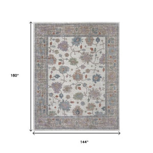 Homeroots 5' X 8' Floral Distressed Area Rug - Stylish, Durable, Stain-resistant For Kid & Pet-friendly Homes Ivory,Brown,Blue Polypropylene Blend 617342