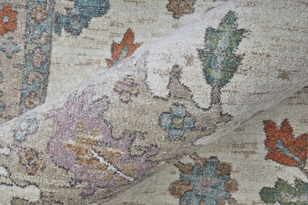 Homeroots 5' X 8' Floral Distressed Area Rug - Stylish, Durable, Stain-resistant For Kid & Pet-friendly Homes Ivory,Brown,Blue Polypropylene Blend 617342