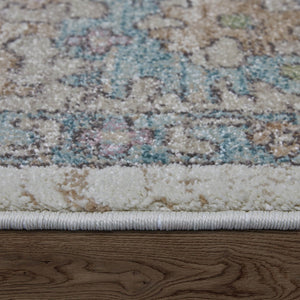 Homeroots 5' X 8' Floral Distressed Area Rug - Stylish, Durable, Stain-resistant For Kid & Pet-friendly Homes Ivory,Brown,Blue Polypropylene Blend 617342