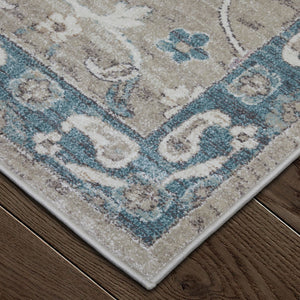 Homeroots 5' X 8' Floral Distressed Area Rug - Durable, Stain Resistant Design Perfect For Homes With Kids & Pets Gray,Blue,Taupe Polypropylene Blend 617343