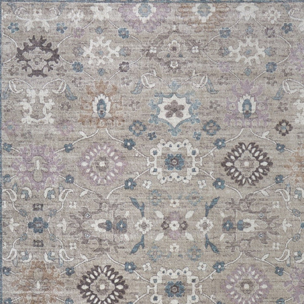 Homeroots 5' X 8' Floral Distressed Area Rug - Durable, Stain Resistant Design Perfect For Homes With Kids & Pets Gray,Blue,Taupe Polypropylene Blend 617343