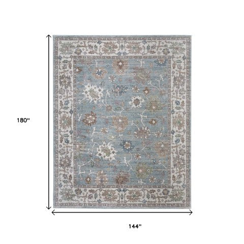 Homeroots 5' X 8' Floral Distressed Area Rug - Durable, Stain Resistant Bohemian Design For Any Space Blue,Ivory,Brown Polypropylene Blend 617344
