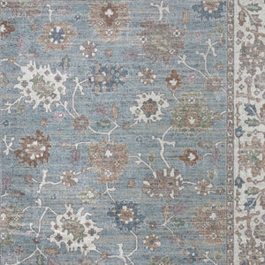 Homeroots 5' X 8' Floral Distressed Area Rug - Durable, Stain Resistant Bohemian Design For Any Space Blue,Ivory,Brown Polypropylene Blend 617344