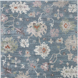 Homeroots 5' X 8' Abstract Distressed Area Rug - Durable, Stain-resistant, Stylish Bohemian Statement Piece Blue,Ivory,Pink Polypropylene Blend 617345