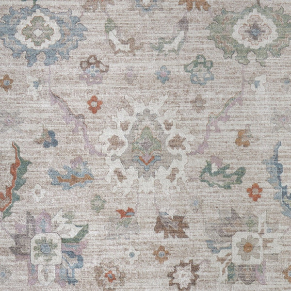 Homeroots 5' Abstract Distressed Area Rug - Durable, Stain Resistant, Perfect For Kids & Pets, Stylish Focal Point Tan,Brown,Blue Polypropylene Blend 617346