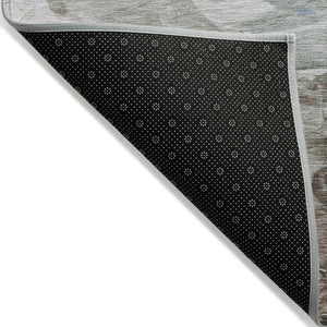 HomeRoots 5' Elevate Your Space with a Stylish Denim Blue and Taupe Abstract Washable Indoor/Outdoor Rug 5' X 8' 617348