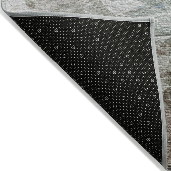 HomeRoots 5' Elevate Your Space with a Stylish Denim Blue and Taupe Abstract Washable Indoor/Outdoor Rug 8' X 10' 617350