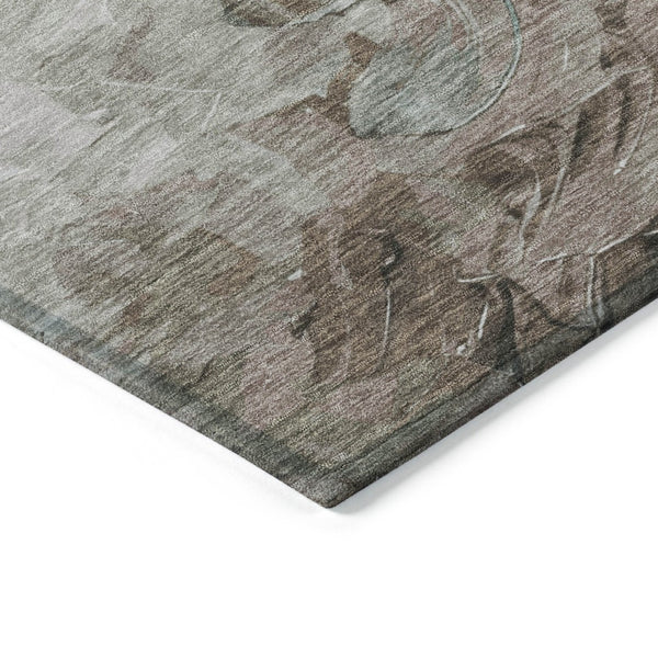 HomeRoots 5' Elevate Your Space with a Stylish Denim Blue and Taupe Abstract Washable Indoor/Outdoor Rug 9' X 12' 617351