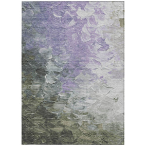 HomeRoots 5' Stylish Abstract Area Rug in Lavender, Olive Green & Silver - Washable Indoor/Outdoor Design 5' X 8' 617360