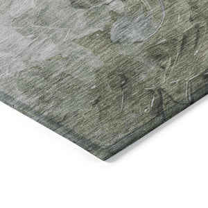 HomeRoots 5' Stylish Abstract Area Rug in Lavender, Olive Green & Silver - Washable Indoor/Outdoor Design 8' X 10' 617362