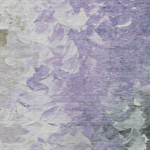 HomeRoots 5' Stylish Abstract Area Rug in Lavender, Olive Green & Silver - Washable Indoor/Outdoor Design 8' X 10' 617362