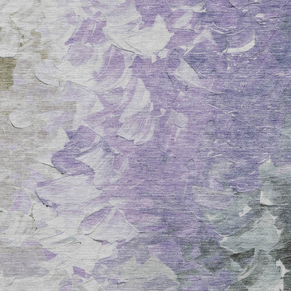 HomeRoots 5' Stylish Abstract Area Rug in Lavender, Olive Green & Silver - Washable Indoor/Outdoor Design 8' X 10' 617362
