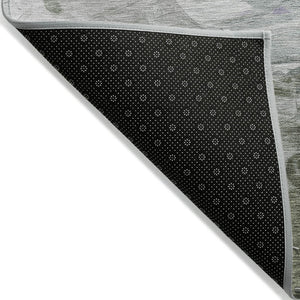 HomeRoots 5' Stylish Abstract Area Rug in Lavender, Olive Green & Silver - Washable Indoor/Outdoor Design 9' X 12' 617363