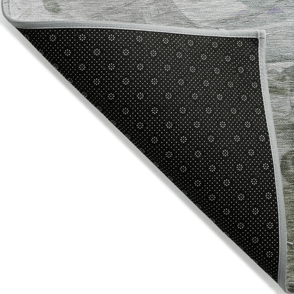HomeRoots 5' Stylish Abstract Area Rug in Lavender, Olive Green & Silver - Washable Indoor/Outdoor Design 9' X 12' 617363