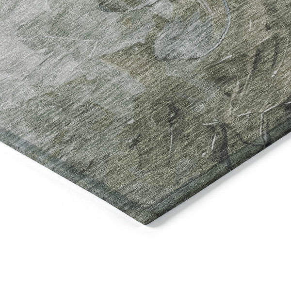 HomeRoots 5' Stylish Abstract Area Rug in Lavender, Olive Green & Silver - Washable Indoor/Outdoor Design 10' X 14' 617364