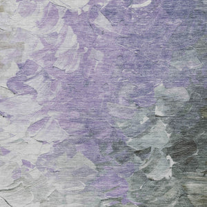 HomeRoots 5' Stylish Abstract Area Rug in Lavender, Olive Green & Silver - Washable Indoor/Outdoor Design 10' X 14' 617364