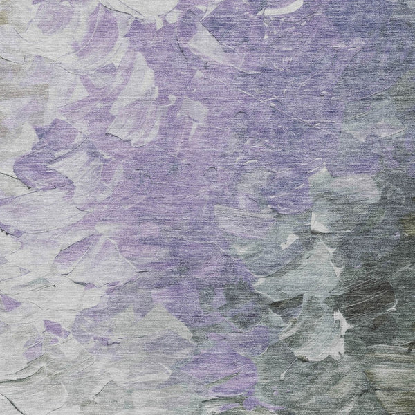 HomeRoots 5' Stylish Abstract Area Rug in Lavender, Olive Green & Silver - Washable Indoor/Outdoor Design 10' X 14' 617364