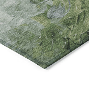 HomeRoots 5' Abstract Washable Indoor Outdoor Area Rug in Purple, Olive Green & Silver – Modern Design & Easy Care 9' X 12' 617369
