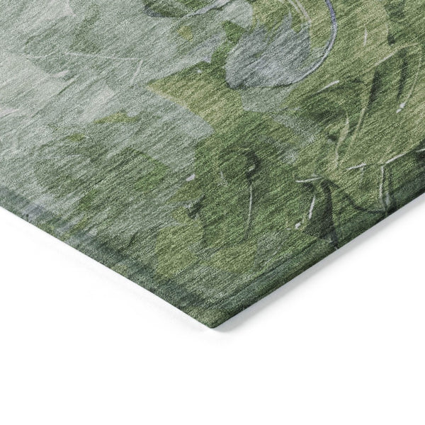 HomeRoots 5' Abstract Washable Indoor Outdoor Area Rug in Purple, Olive Green & Silver – Modern Design & Easy Care 9' X 12' 617369