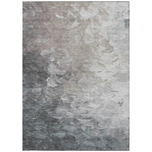 HomeRoots 5' Versatile Taupe Brown & Silver Abstract Washable Area Rug for Indoor/Outdoor Spaces 5' X 8' 617372