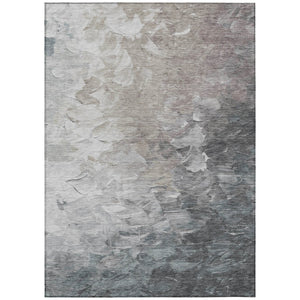 HomeRoots 5' Versatile Taupe Brown & Silver Abstract Washable Area Rug for Indoor/Outdoor Spaces 5' X 8' 617372