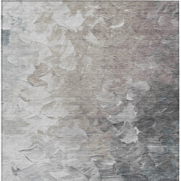 HomeRoots 5' Versatile Taupe Brown & Silver Abstract Washable Area Rug for Indoor/Outdoor Spaces 5' X 8' 617372