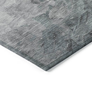 HomeRoots 5' Versatile Taupe Brown & Silver Abstract Washable Area Rug for Indoor/Outdoor Spaces 8' Round 617373
