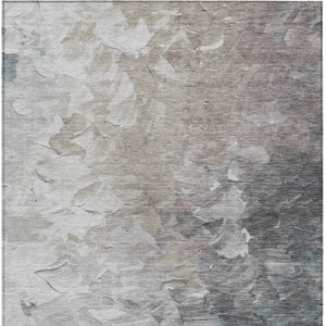 HomeRoots 5' Versatile Taupe Brown & Silver Abstract Washable Area Rug for Indoor/Outdoor Spaces 10' X 14' 617376