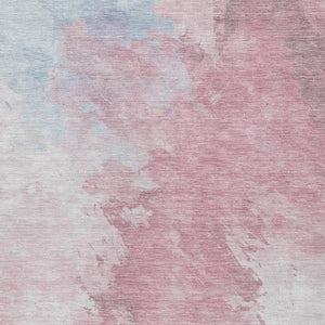 HomeRoots 5' Stylish Blush Ivory and Blue Abstract Area Rug – Washable, Durable, Indoor/Outdoor Elegance 5' X 8' 617390