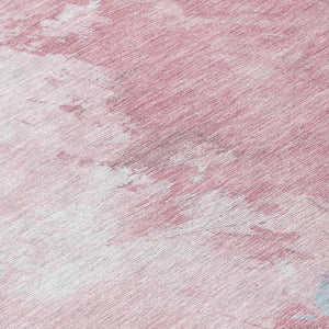 HomeRoots 5' Stylish Blush Ivory and Blue Abstract Area Rug – Washable, Durable, Indoor/Outdoor Elegance 8' Round 617391
