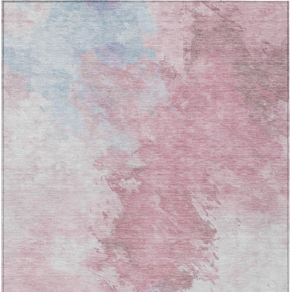 HomeRoots 5' Stylish Blush Ivory and Blue Abstract Area Rug – Washable, Durable, Indoor/Outdoor Elegance 8' X 10' 617392