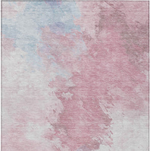 HomeRoots 5' Stylish Blush Ivory and Blue Abstract Area Rug – Washable, Durable, Indoor/Outdoor Elegance 9' X 12' 617393
