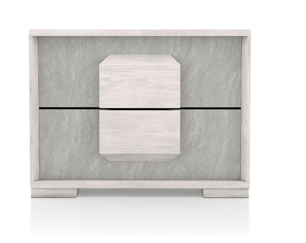 English Elm Contemporary Glam Nightstand Glossy White Lacquer Chrome Legs Dovetail Drawer Bedroom B2741P435291