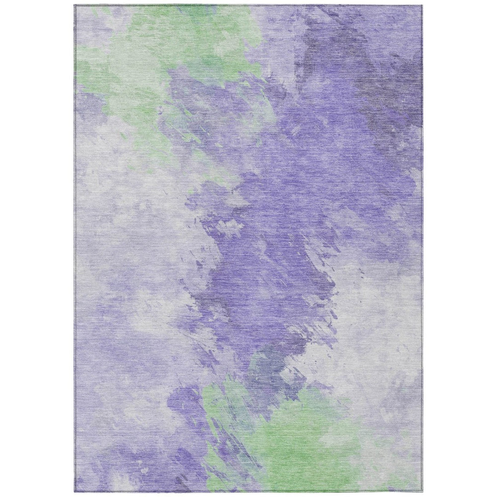 HomeRoots 5' Stylish Abstract Area Rug in Lavender, Mint Green & Ivory – Washable for Indoor & Outdoor Use 5' X 8' 617402