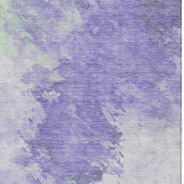 HomeRoots 5' Stylish Abstract Area Rug in Lavender, Mint Green & Ivory – Washable for Indoor & Outdoor Use 5' X 8' 617402