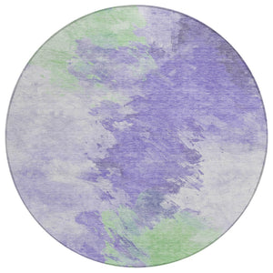 HomeRoots 5' Stylish Abstract Area Rug in Lavender, Mint Green & Ivory – Washable for Indoor & Outdoor Use 8' Round 617403