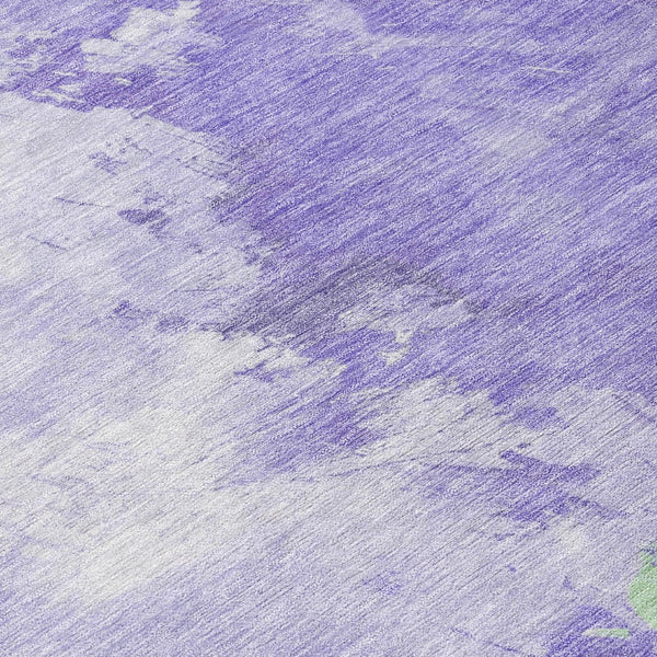 HomeRoots 5' Stylish Abstract Area Rug in Lavender, Mint Green & Ivory – Washable for Indoor & Outdoor Use 8' Round 617403