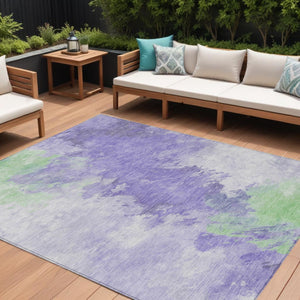 HomeRoots 5' Stylish Abstract Area Rug in Lavender, Mint Green & Ivory – Washable for Indoor & Outdoor Use 8' X 10' 617404