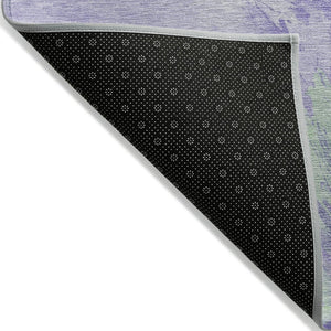 HomeRoots 5' Stylish Abstract Area Rug in Lavender, Mint Green & Ivory – Washable for Indoor & Outdoor Use 9' X 12' 617405