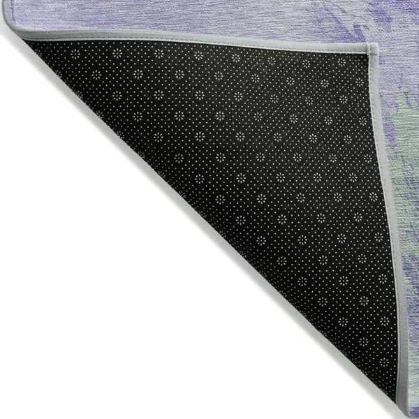 HomeRoots 5' Stylish Abstract Area Rug in Lavender, Mint Green & Ivory – Washable for Indoor & Outdoor Use 9' X 12' 617405