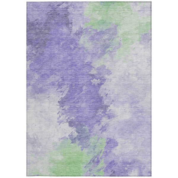 HomeRoots 5' Stylish Abstract Area Rug in Lavender, Mint Green & Ivory – Washable for Indoor & Outdoor Use 10' X 14' 617406