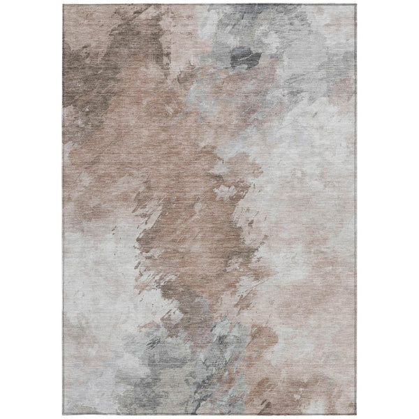 HomeRoots 5' Abstract Washable Area Rug in Brown, Ivory & Gray – Durable, Stylish for Indoor & Outdoor Spaces 9' X 12' 617411