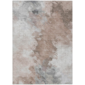 HomeRoots 5' Abstract Washable Area Rug in Brown, Ivory & Gray – Durable, Stylish for Indoor & Outdoor Spaces 9' X 12' 617411