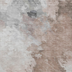 HomeRoots 5' Abstract Washable Area Rug in Brown, Ivory & Gray – Durable, Stylish for Indoor & Outdoor Spaces 9' X 12' 617411