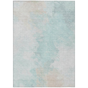 HomeRoots 5' Brighten Your Space with a Pale Aqua Beige Ivory Abstract Area Rug for Indoor Outdoor Use 5' X 8' 617414